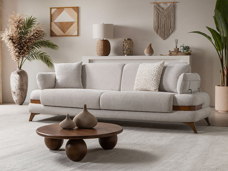 Loris Convertible Loveseat - Brown in Cream - 200-ST-LORI-SOFT03-2