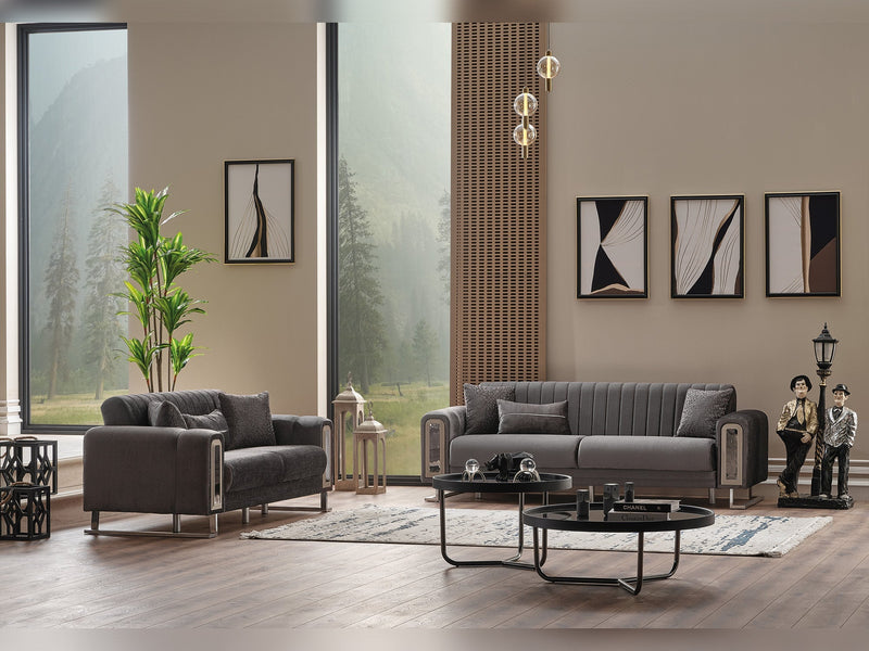 Lotus 3-pieces (Sofa & Loveseat & Chair) Livingroom Set Grey in Grey - 101-LOT-14245-321