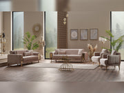 Lotus 4-pieces (2 Sofa & 2 Chair) Livingroom Set Cream in Cream - 101-LOT-13553-3311