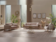 Lotus 4-pieces (2 Sofa & 2 Chair) Livingroom Set Cream in Cream - 101-LOT-13553-3311