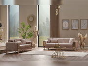Lotus 4-pieces (2 Sofa & 2 Chair) Livingroom Set Cream in Cream - 101-LOT-13553-3311