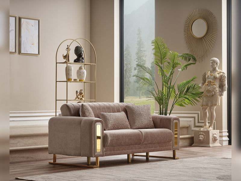 Lotus 4-pieces (2 Sofa & 2 Chair) Livingroom Set Cream in Cream - 101-LOT-13553-3311
