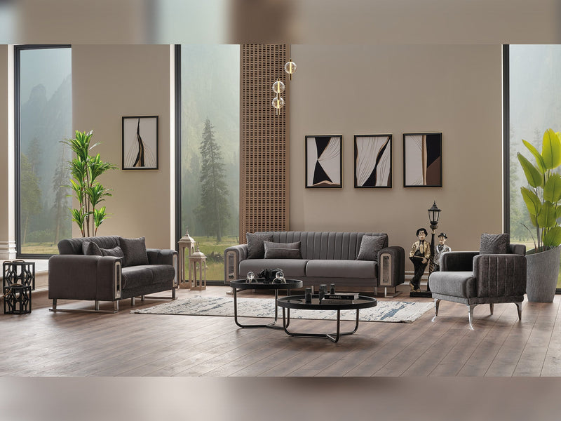 Lotus Convertible Loveseat Grey in Grey - 101-LOT-14245-2