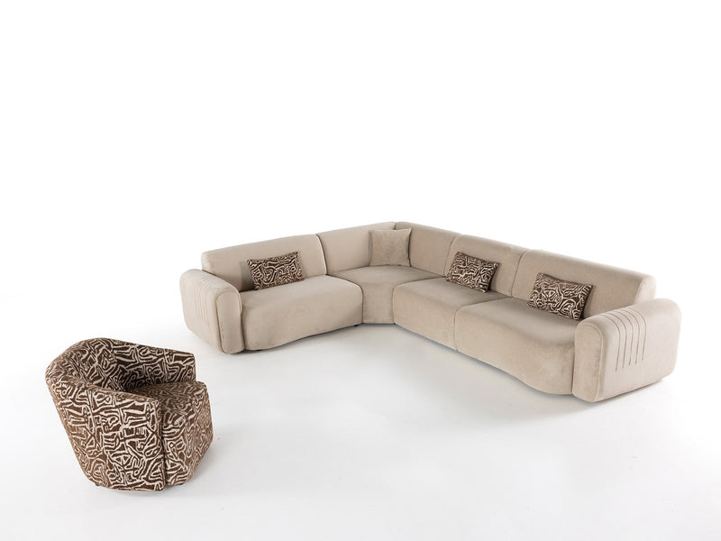 Lotus Sectional Sofa in Beige - 200-ZEN-LOT-BEI-S