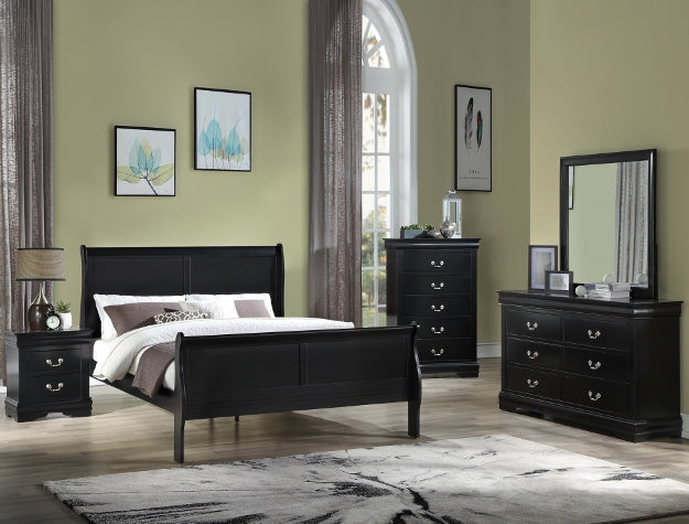 Louis Philip Black Full Sleigh HB/FB - B3950-F-HBFB