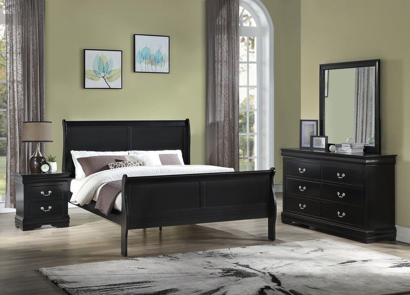 Louis Philip Black Sleigh Bedroom Set - Lara FurnitureBedroom Set