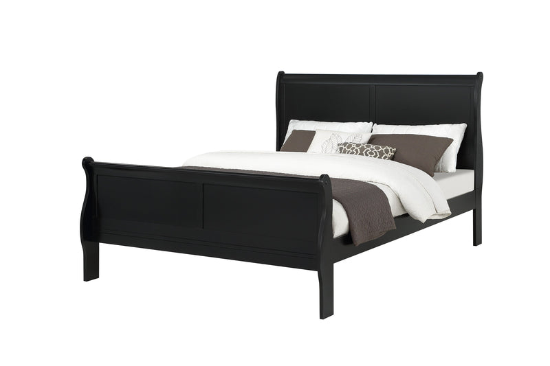 Louis Philip Black Sleigh Bedroom Set - Lara FurnitureBedroom Set