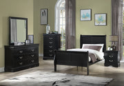  Louis Philip Black Youth Sleigh Bedroom Set - Lara FurnitureYouth Bedroom Set