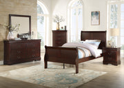  Louis Philip Cherry Youth Sleigh Bedroom Set - Lara FurnitureYouth Bedroom Set