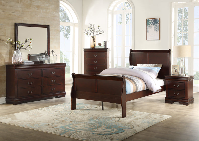  Louis Philip Cherry Youth Sleigh Bedroom Set - Lara FurnitureYouth Bedroom Set