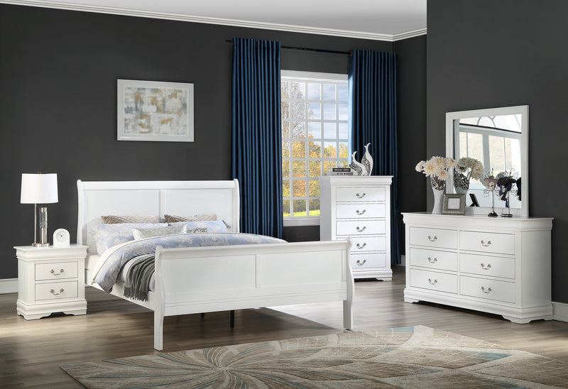 Louis Philip White Sleigh Bedroom Set - Lara FurnitureBedroom Set