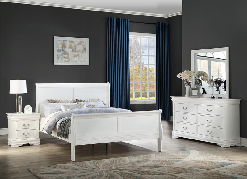 Louis Philip White Sleigh Bedroom Set - Lara FurnitureBedroom Set