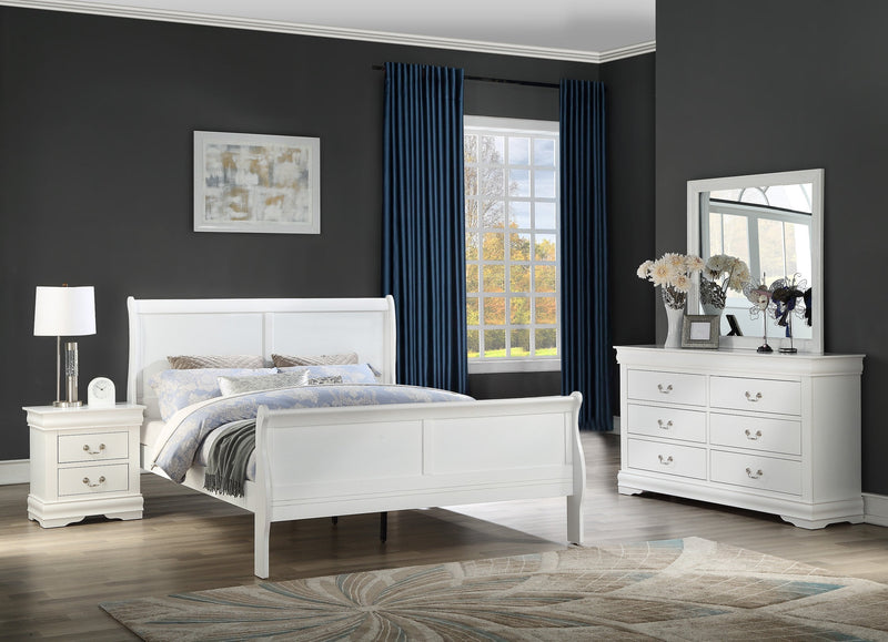 Louis Philip White Sleigh Bedroom Set - Lara FurnitureBedroom Set