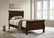 Louis Philippe Wood Twin Sleigh Bed Cappuccino - 202411T