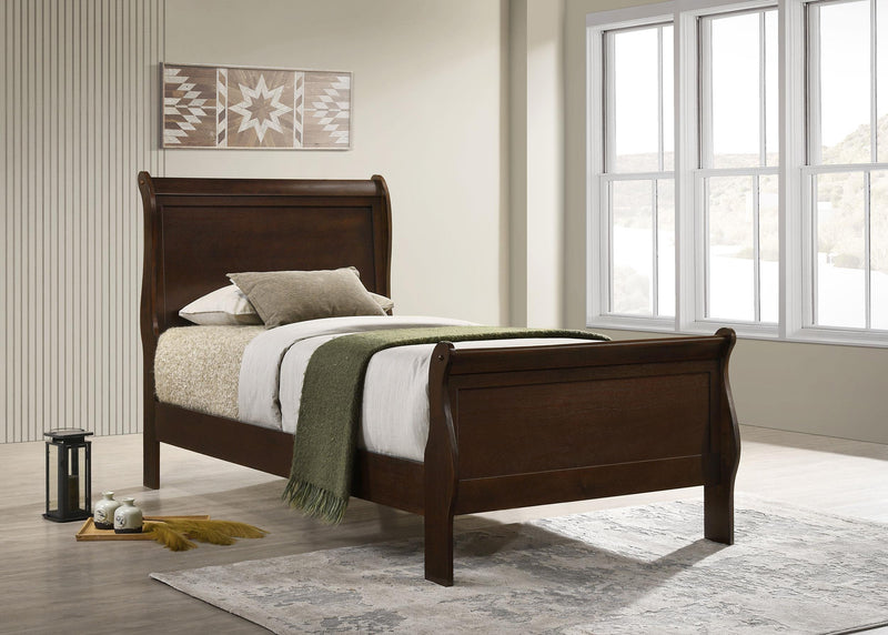Louis Philippe Wood Twin Sleigh Bed Cappuccino - 202411T