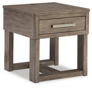 Loyaska Grayish Brown/White End Table - T854-3