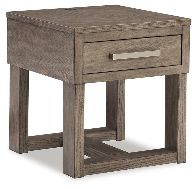 Loyaska Grayish Brown/White End Table - T854-3