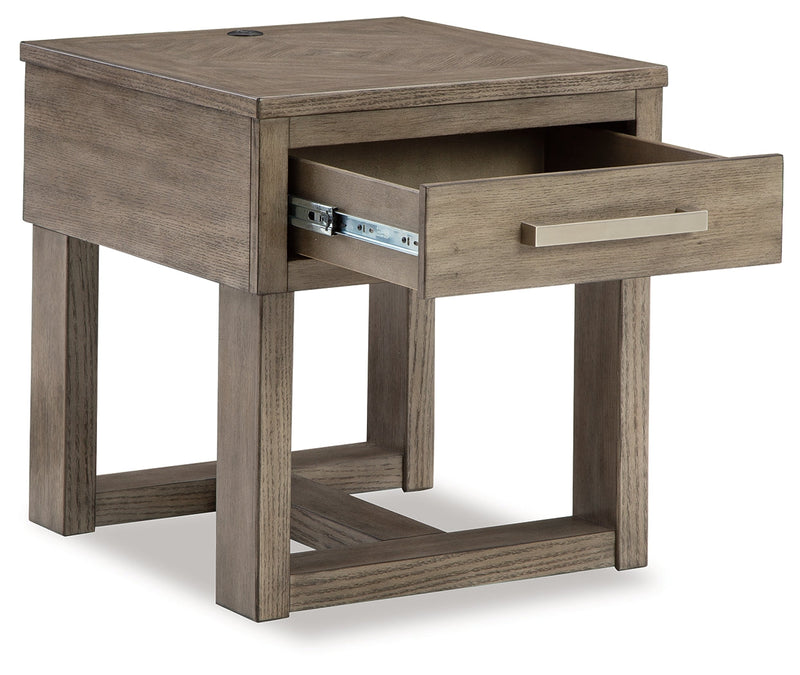 Loyaska Grayish Brown/White End Table - T854-3