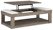 Loyaska Grayish Brown/White Lift-Top Coffee Table - T854-9