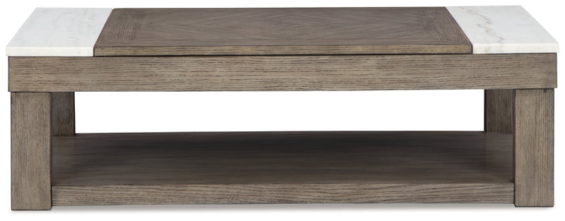 Loyaska Grayish Brown/White Lift-Top Coffee Table - T854-9