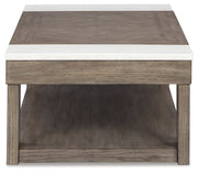 Loyaska Grayish Brown/White Lift-Top Coffee Table - T854-9