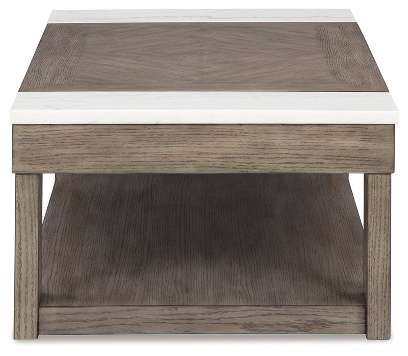 Loyaska Grayish Brown/White Lift-Top Coffee Table - T854-9