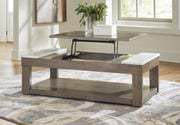Loyaska Grayish Brown/White Lift-Top Coffee Table - T854-9