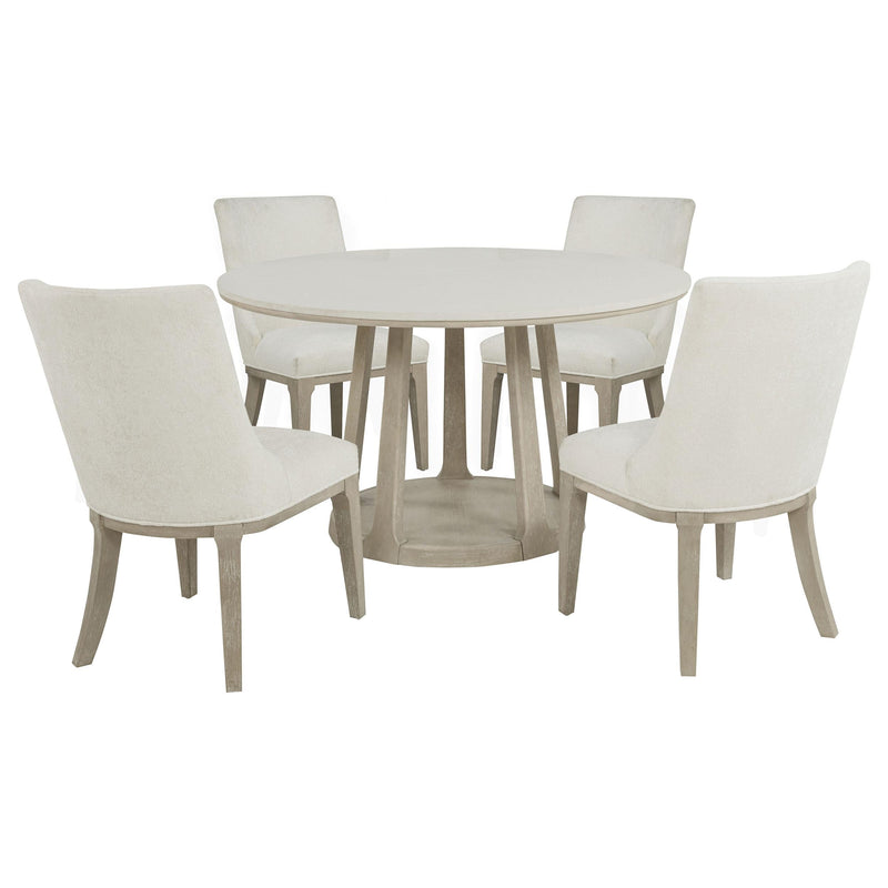 Lucaire 5-piece 54-inch Round Cultured Marble Dining Set Sandstone - 105967-S5