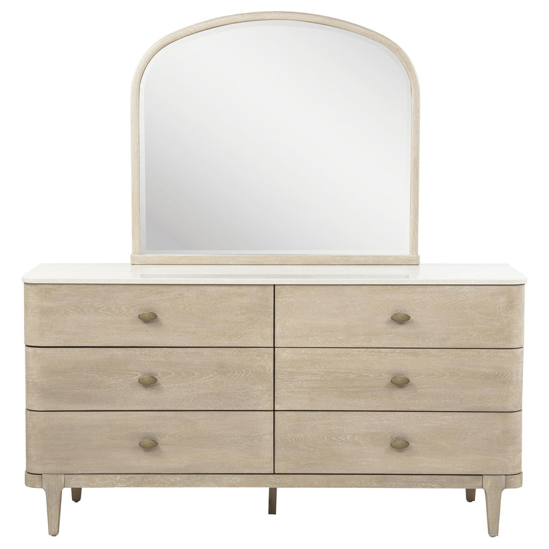 Lucaire 6-drawer Dresser Cabinet with Mirror Sandstone - 225183M