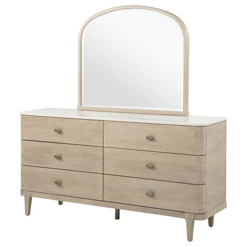 Lucaire 6-drawer Dresser Cabinet with Mirror Sandstone - 225183M