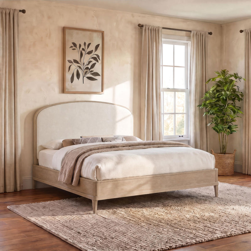 Lucaire California King Upholstered Panel Bed Sandstone - 225181KW