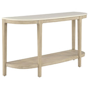 Lucaire Oval Cultured Marble Top Console Table Honed Cream and Sandstone - 706749