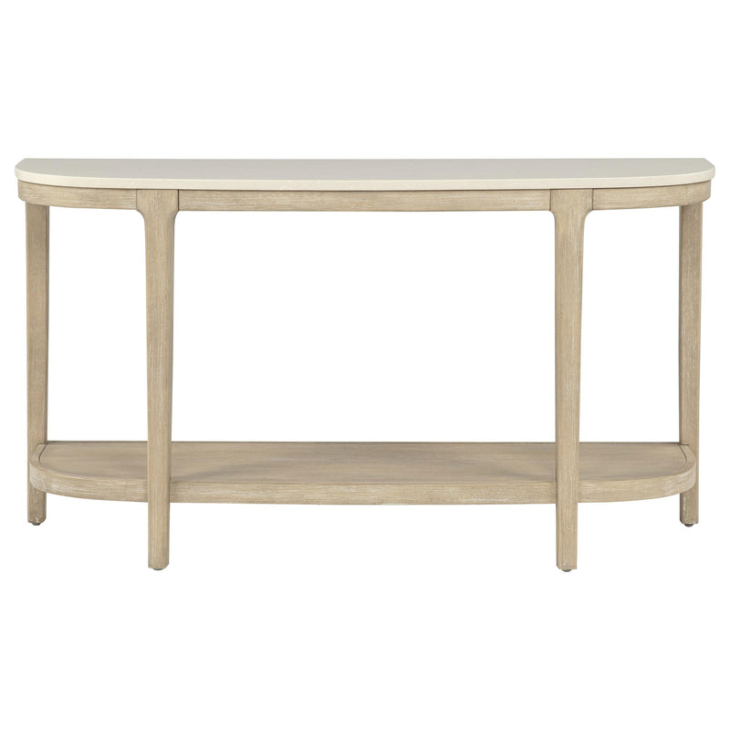 Lucaire Oval Cultured Marble Top Console Table Honed Cream and Sandstone - 706749