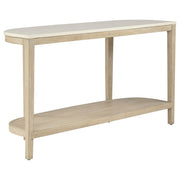 Lucaire Oval Cultured Marble Top Console Table Honed Cream and Sandstone - 706749