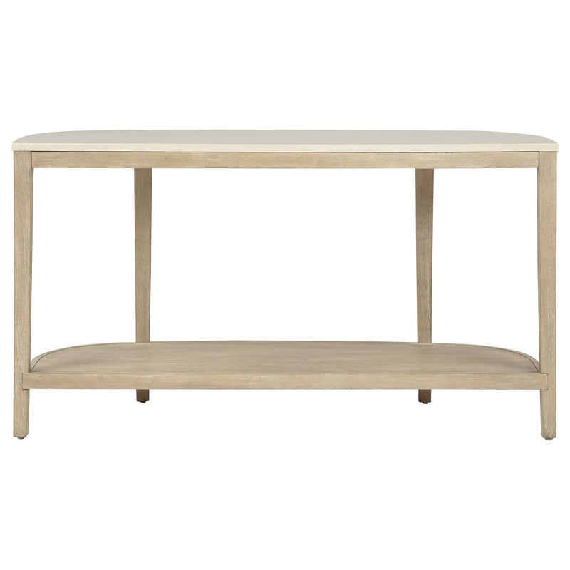 Lucaire Oval Cultured Marble Top Console Table Honed Cream and Sandstone - 706749