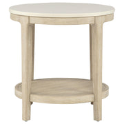 Lucaire Round Cultured Marble Top End Table Honed Cream and Sandstone - 706747