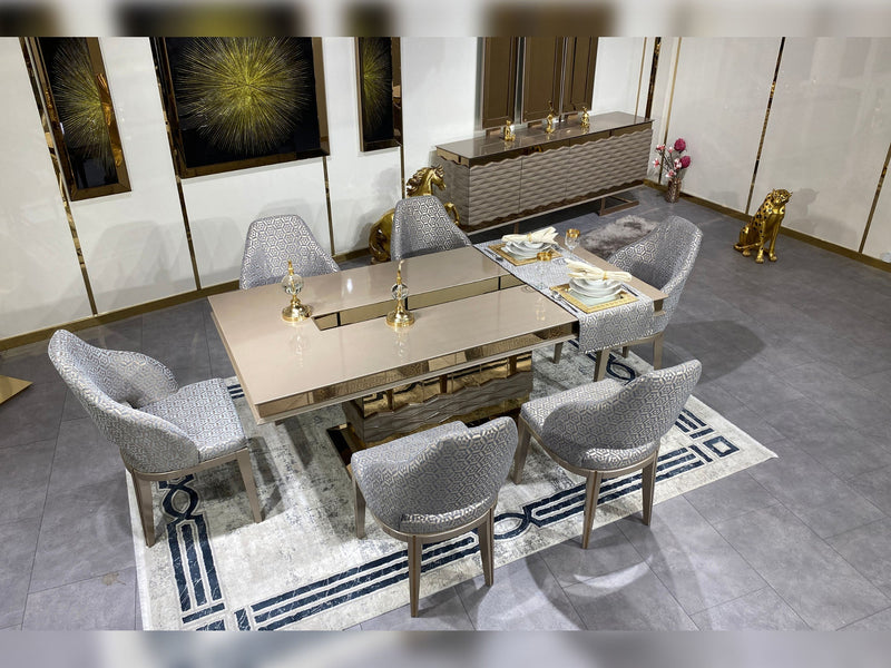 Lucas Diningroom (Consol With Mirror & Dining Table & 6 Dining Chair) - 200-MUM-LUC-DT-6-SET