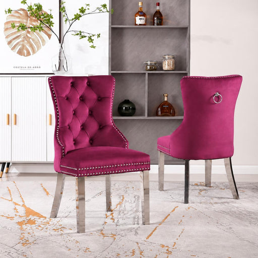 Lucca - Deep Tufting Back Upholstered Velvet Chair with Chrome Nailhead Trim 2PC/CTN - D154-C
