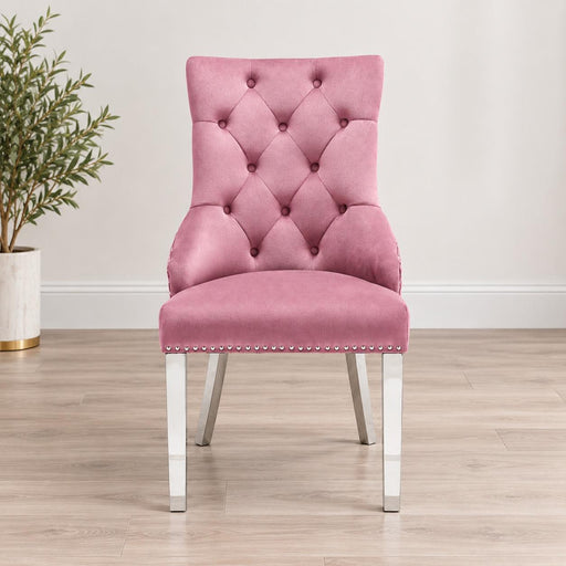 Lucca - Deep Tufting Back Upholstered Velvet Chair with Chrome Nailhead Trim 2PC/CTN - D164-C