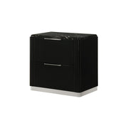 Lucia - 2 Drawers Black Nightstand with Faux Marble Top - B241-N