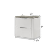 Lucia - 2 Drawers White Nightstand with Faux Marble Top - B242-N