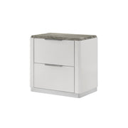 Lucia - 2 Drawers White Nightstand with Faux Marble Top - B242-N