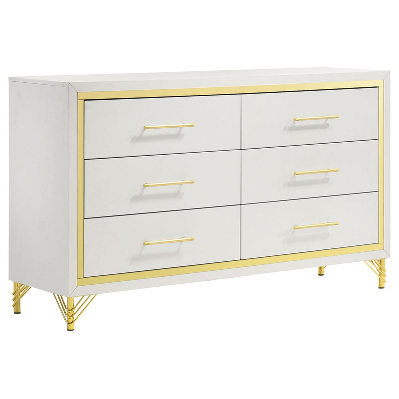 Lucia 4-piece Eastern King Bedroom Set Beige and White - 224731KE-S4