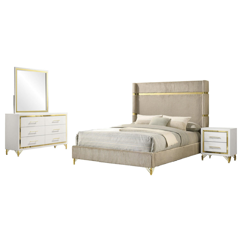 Lucia 4-piece Queen Bedroom Set Beige and White - 224731Q-S4