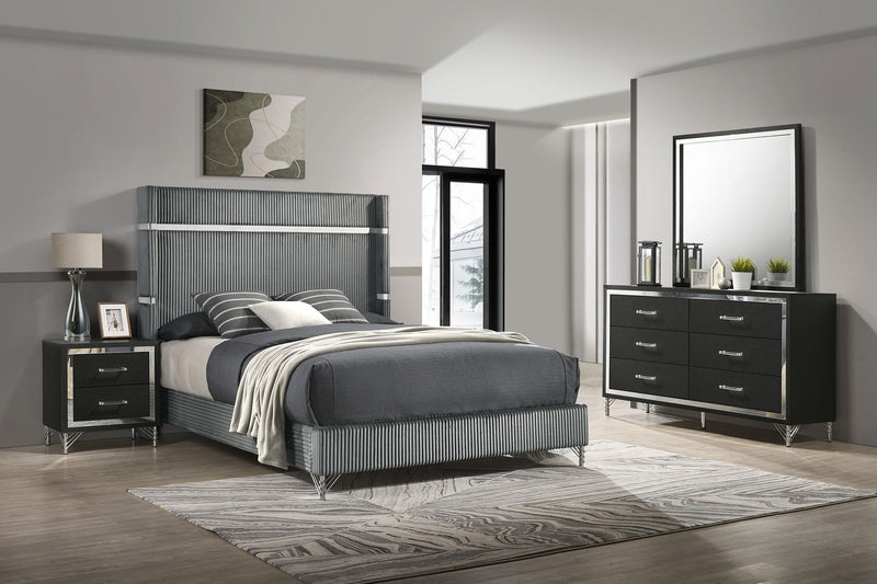 Lucia 4-piece Queen Bedroom Set Grey and Black - 224991Q-S4