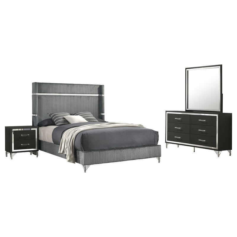 Lucia 4-piece Queen Bedroom Set Grey and Black - 224991Q-S4