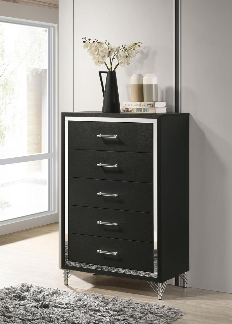 Lucia 5-drawer Bedroom Chest of Drawers Black - 224995