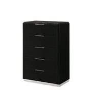 Lucia - 5 Drawers Black Chest with Faux Marble Top - B241-C