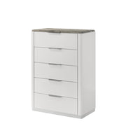 Lucia - 5 Drawers White Chest with Faux Marble Top - B242-C