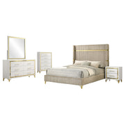Lucia 5-piece Eastern King Bedroom Set Beige and White - 224731KE-S5